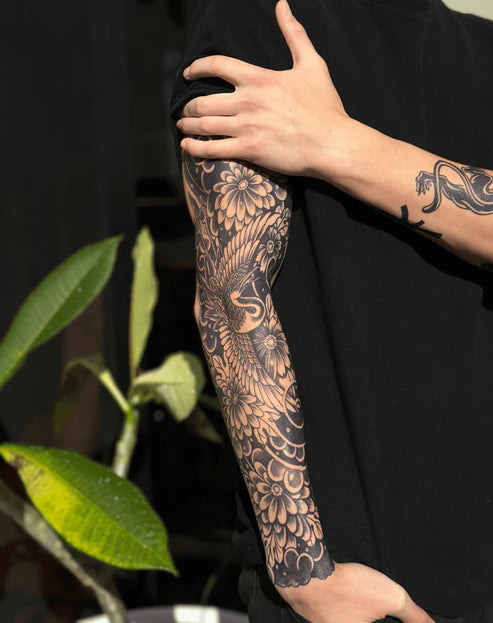 Crane and Flowers Sleeve